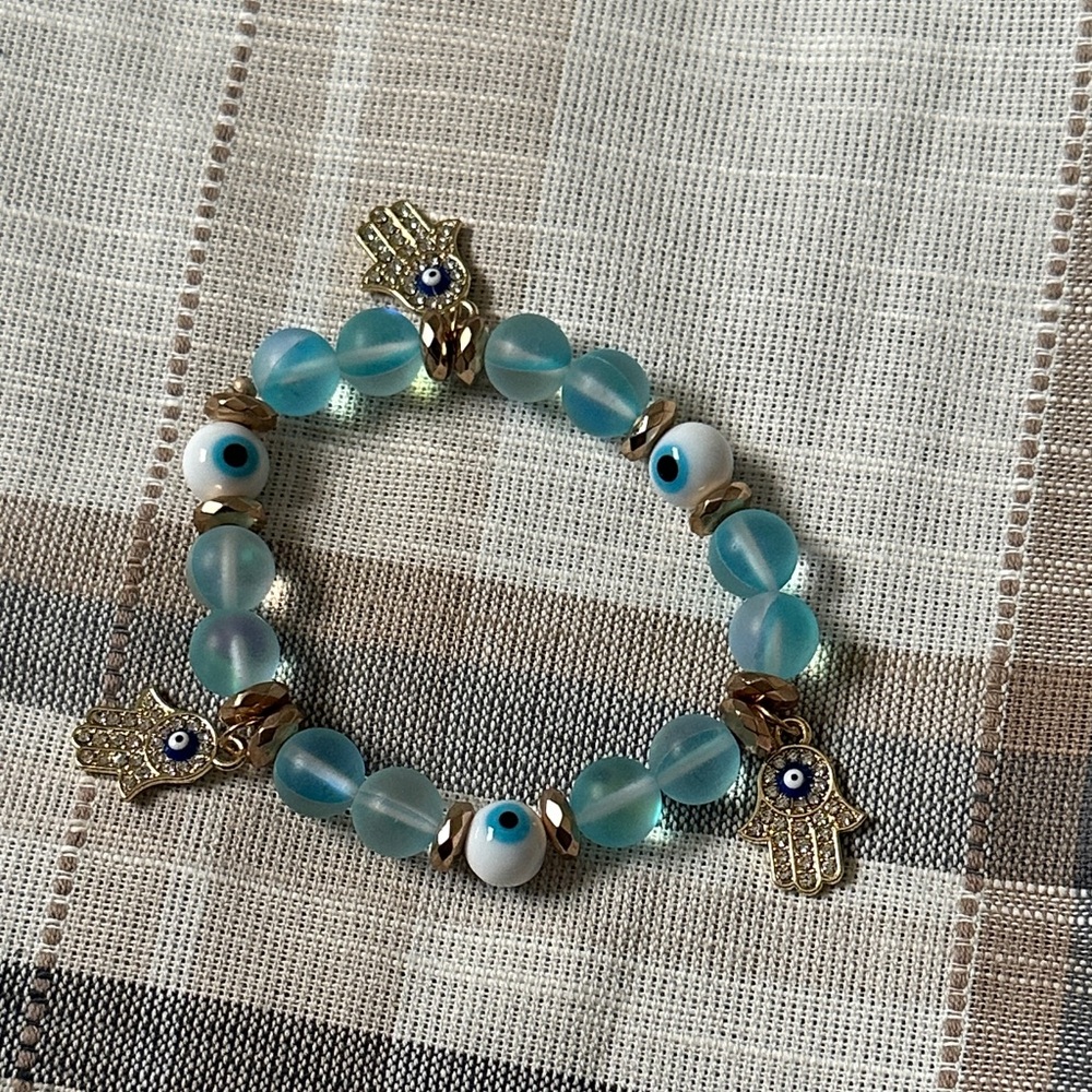 Gold and Blue Evil Eye Bracelet